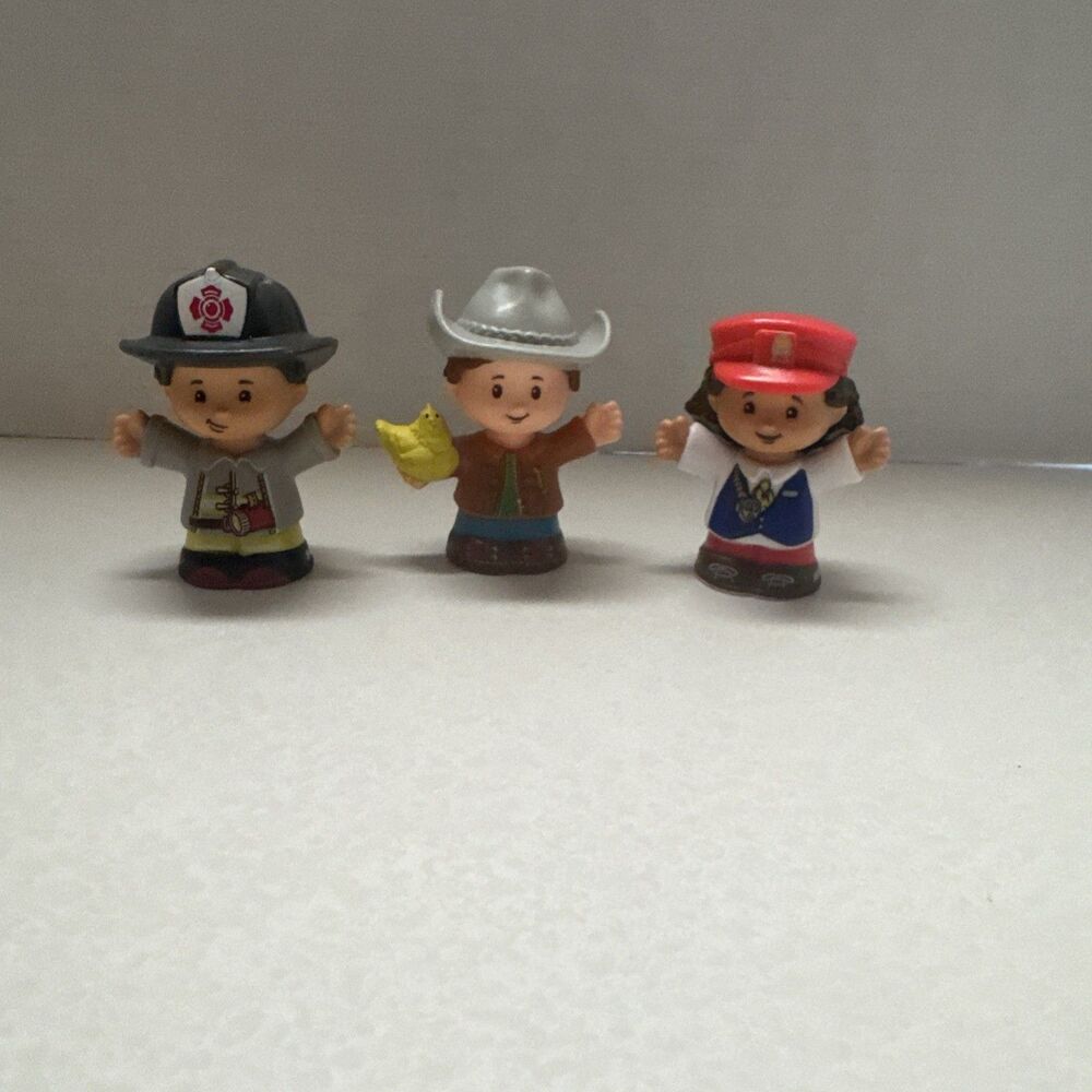 Lot 3 Fisher Price Little People Figures Fireman - Farmer- Conductor